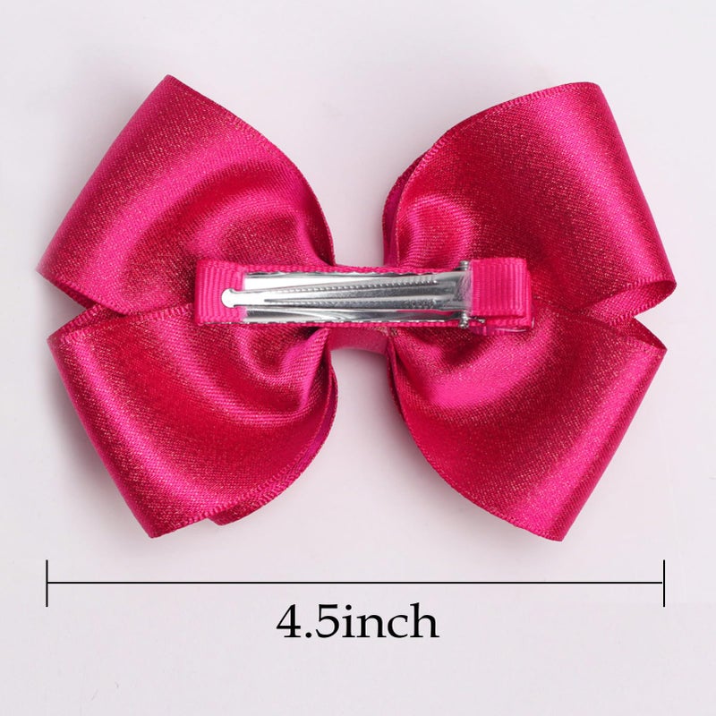 ZOLYCO 4.5-Inch Hair Bows Alligator Clips Delicate Satin Hair Accessories for Girls, Toddler, Kids and Women Birthday Wedding Christmas Occasions- Set of 2 (Hot Pink) - Image 4