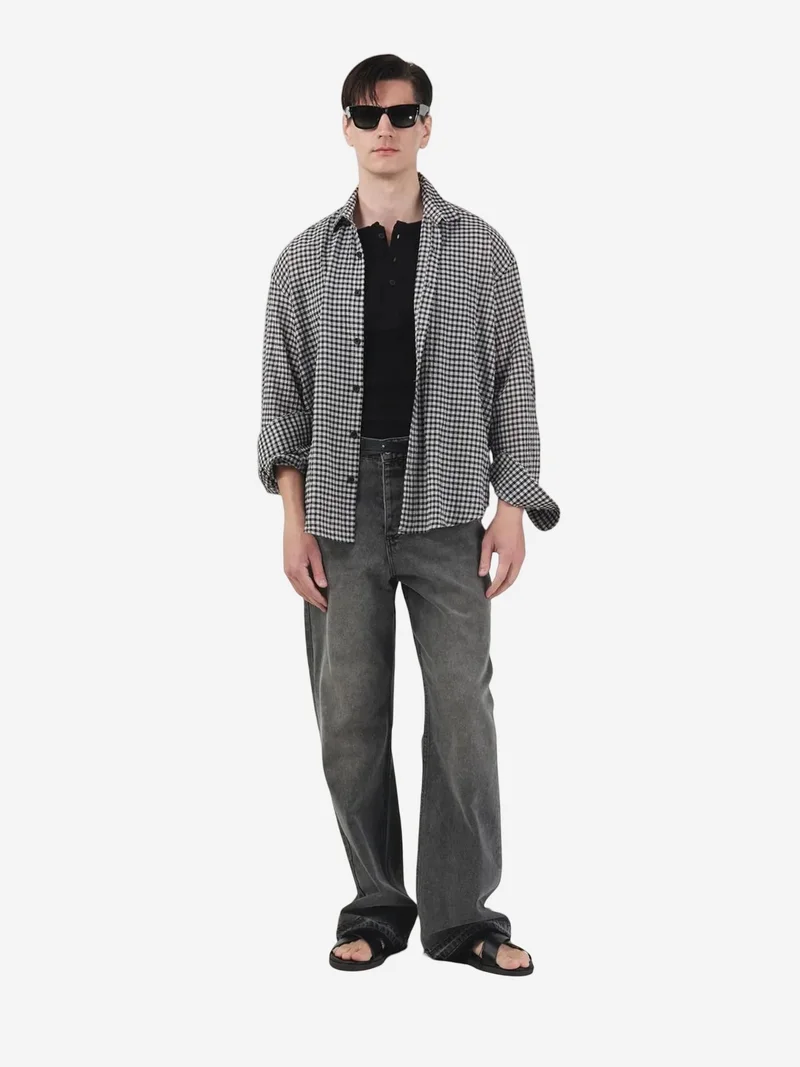 GIESTO Men's Plaid Poplin Shirt