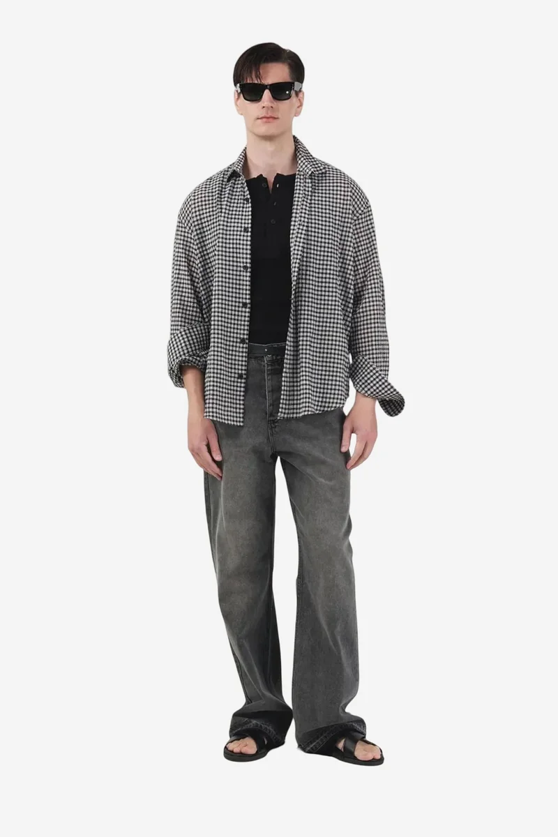GIESTO Men's Plaid Poplin Shirt