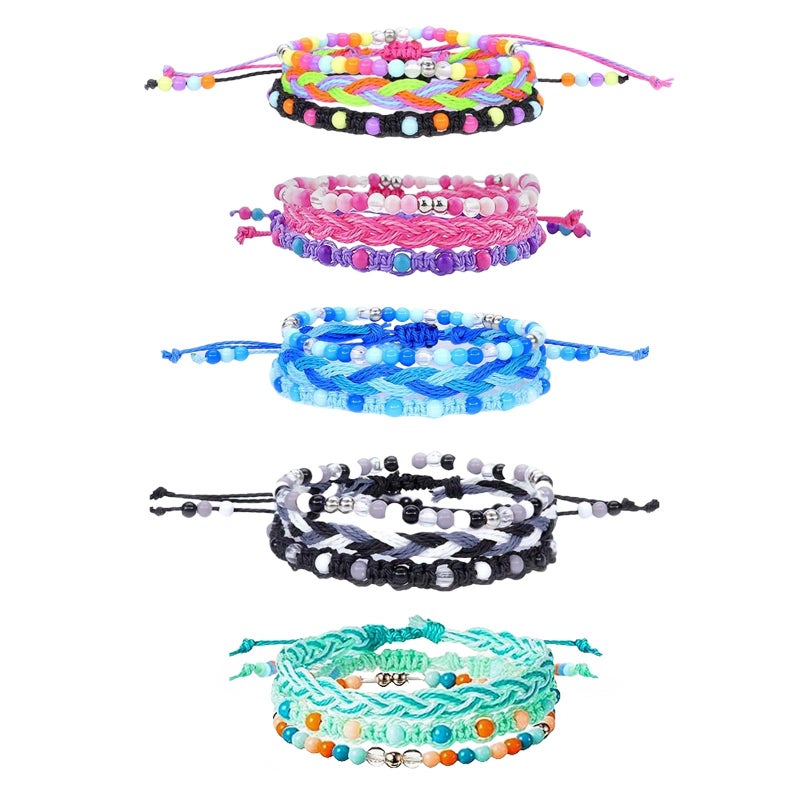 YANMIN 15pcs Braided Beaded Friendship Bracelets for Teens Girls Handmade Stackable Woven Cute Girls Bracelets Teenager Pinata Goody Bag Stocking Stuffers Tween Birthday Valentine's Day Party Favors - Image 1