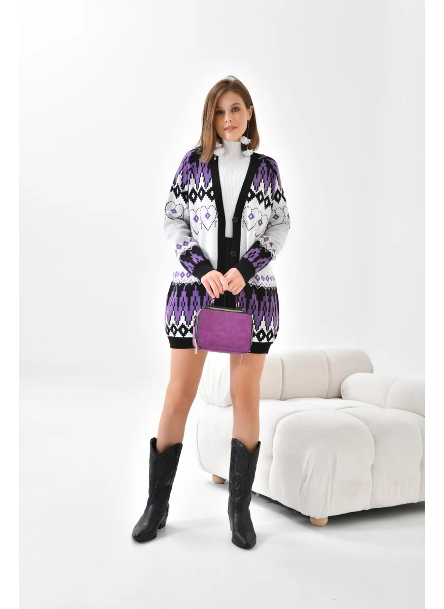 Garmi Ftz Women Ethnic Pattern Cardigan Black