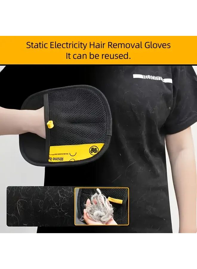 Upgraded Pet Hair Removal Glove Black Washable 3 In 1 Brush For Cats Dogs - Image 2