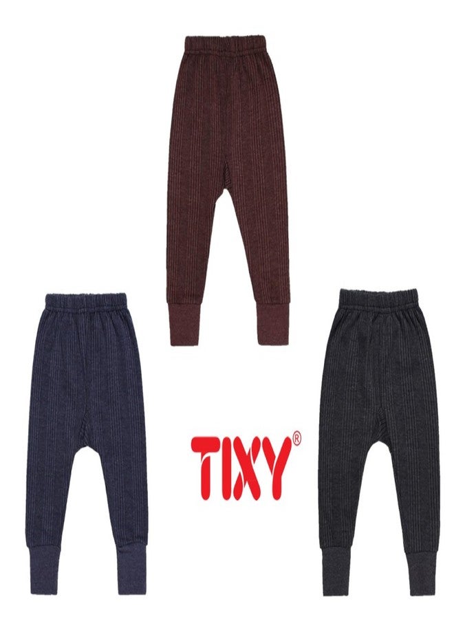 TIXY Baby Boy and Baby Girl Infant & Kids Warm And Cozy Woollen Bottom Pajamas/Pajami for Winter - Available in Thermal, Milanche, and Striped Designs. (Pack of 6) - Image 2