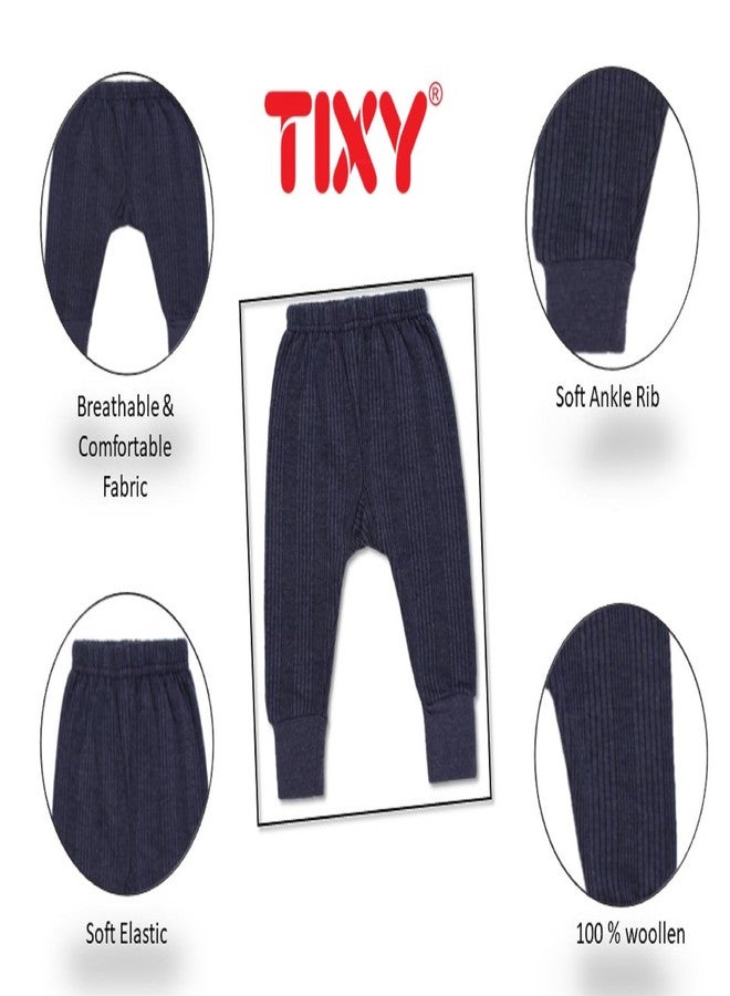 TIXY Baby Boy and Baby Girl Infant & Kids Warm And Cozy Woollen Bottom Pajamas/Pajami for Winter - Available in Thermal, Milanche, and Striped Designs. (Pack of 6) - Image 5