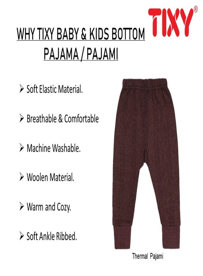 TIXY Baby Boy and Baby Girl Infant & Kids Warm And Cozy Woollen Bottom Pajamas/Pajami for Winter - Available in Thermal, Milanche, and Striped Designs. (Pack of 6) - Image 4