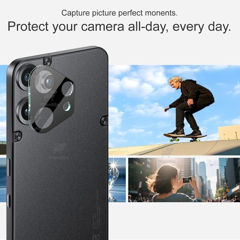 WonReza ® حزمة 1 - واقي زجاج الكاميرا الخلفية لهاتف Nothing CMF Phone 2 Pro 5G [3D بريميوم] واقي زجاج الكاميرا (أسود) - Image 2