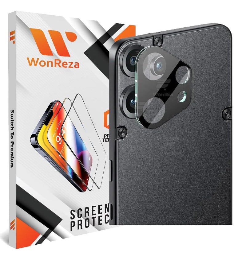 WonReza ® حزمة 1 - واقي زجاج الكاميرا الخلفية لهاتف Nothing CMF Phone 2 Pro 5G [3D بريميوم] واقي زجاج الكاميرا (أسود) - Image 1