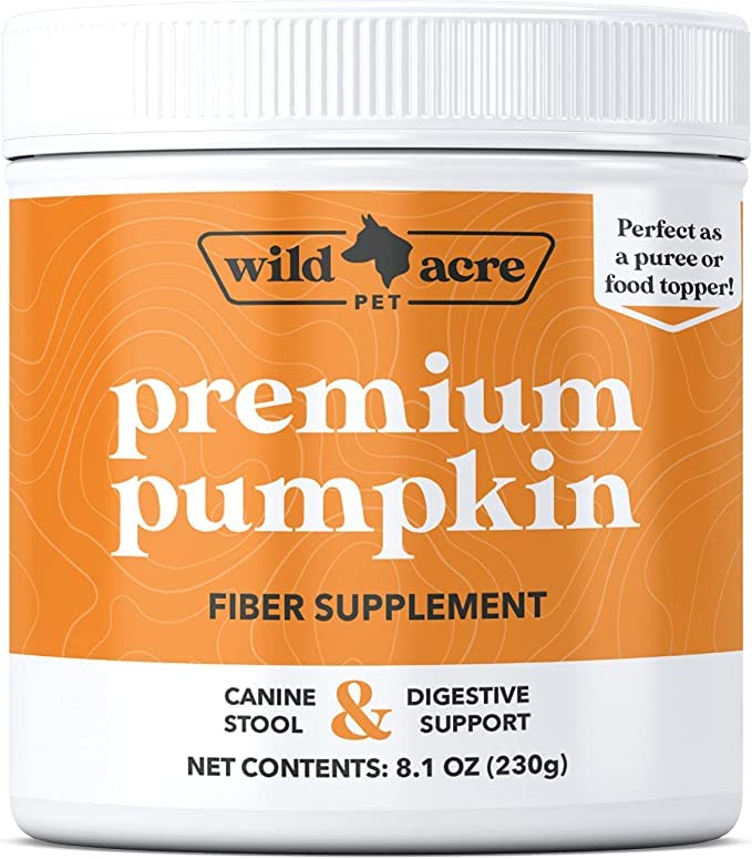 Wild Acre Pumpkin Powder for Dogs - No More Diarrhea or Scoots! - Digestive Puree Treat or Food Topper - Fiber Supplement for Dogs and Cats with Prebiotics, 8.1oz - Image 1
