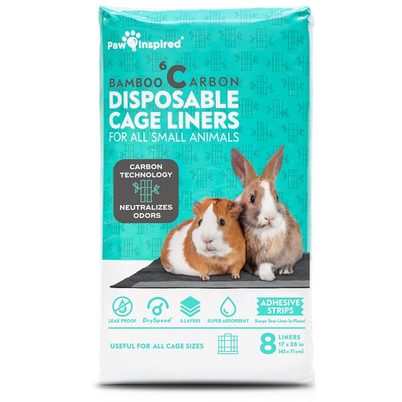 Paw Inspired Disposable Guinea Pig Cage Liners | Bamboo Charcoal Odor Controlling | Super Absorbent Liners Pee Pads for Ferrets, Rabbits, Hamsters, and Small Animals (28" x 17" (C&C 2 x 1), 24 Count) - Image 1