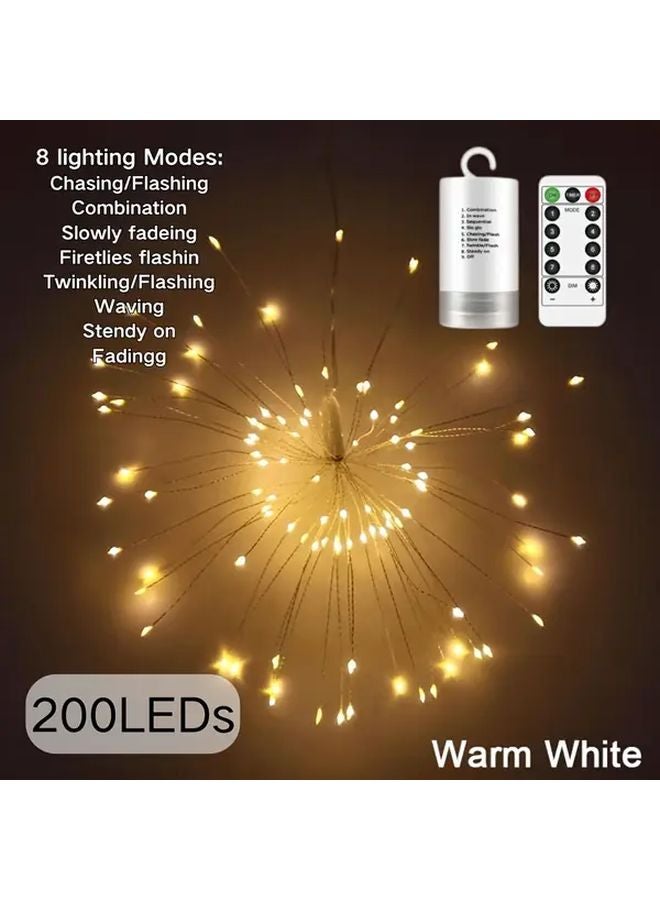 200 مصباح LED دافئ أبيض يعمل بالبطارية، أضواء سلسلة مع 8 أوضاع، زينة محمولة للحفلات والأعياد وعيد الميلاد - Image 1