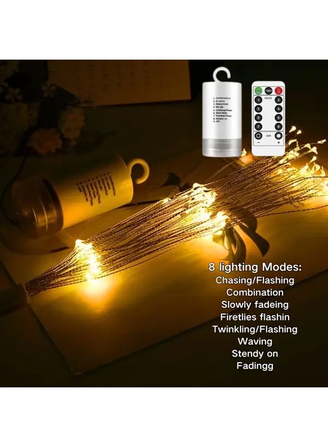200 مصباح LED دافئ أبيض يعمل بالبطارية، أضواء سلسلة مع 8 أوضاع، زينة محمولة للحفلات والأعياد وعيد الميلاد - Image 5