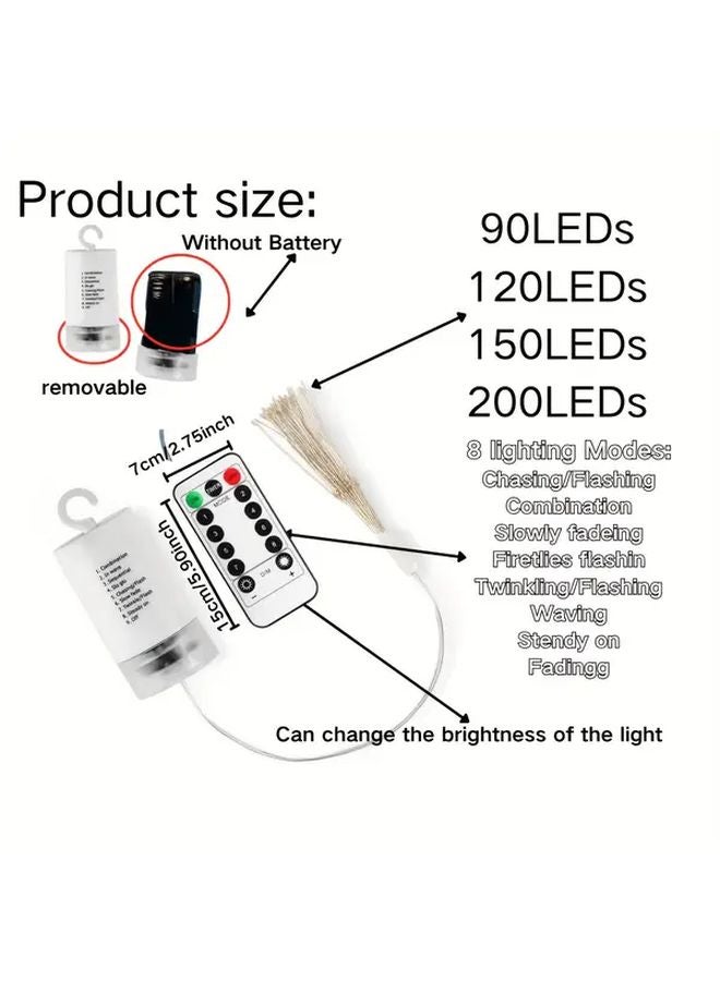200 مصباح LED دافئ أبيض يعمل بالبطارية، أضواء سلسلة مع 8 أوضاع، زينة محمولة للحفلات والأعياد وعيد الميلاد - Image 4