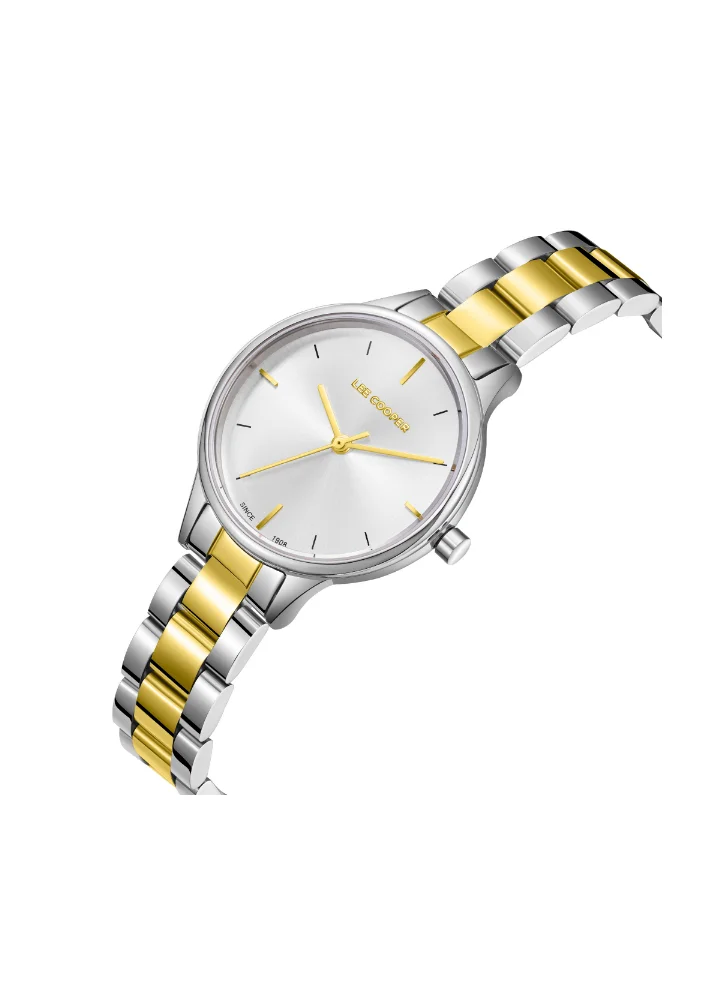 لي كوبر LEE COOPER LC08080.230 Women's Analog Display Watch & Metal Strap Silver/Gold