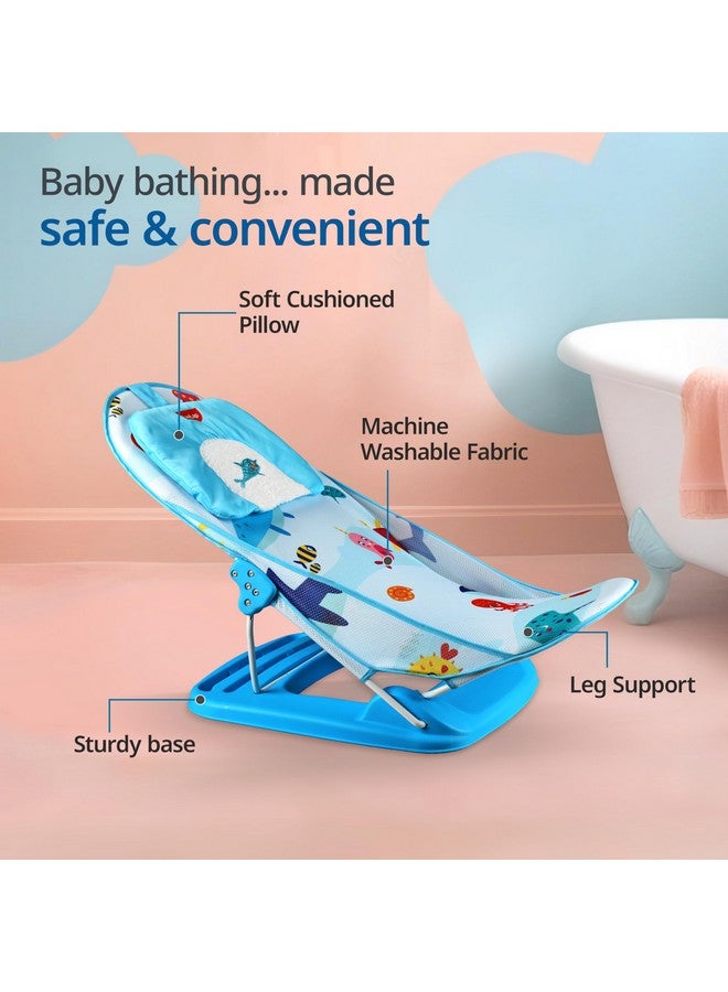 LuvLap Aqua Tales Baby Bather for Baby 0-12 Months, New Born Baby Bath Chair, 3 Position Adjustable, Washable Soft Mesh, Large Seat (Multicolor) - Image 2