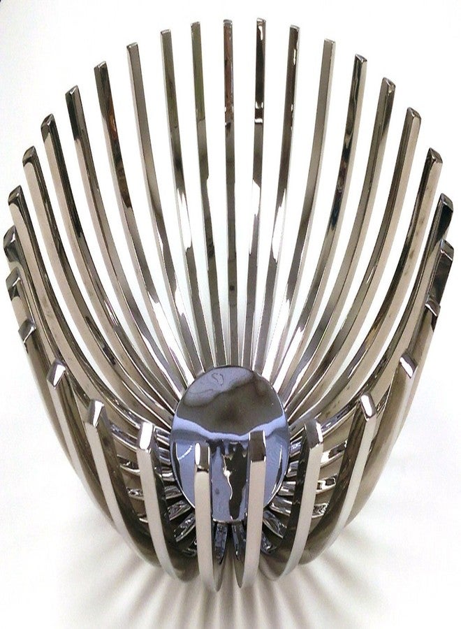 Elegance Beam Round Basket, 10 inch, Medium, 10", Silver - Image 2