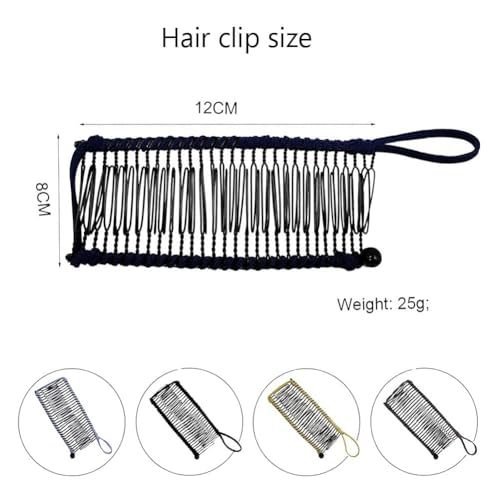 NARAMAX Hair Clip, Black Banana Comb Stretch Banana Hair Clip Clincher Comb Adjustable for Women Girls Thick Wavy Curly Hair - Image 3