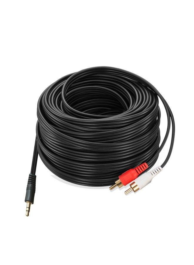 Ruaeoda كابل صوت RCA AUX بطول 50 قدم، كابل Y من Ruaeoda 3.5mm AUX إلى 2RCA ذكر ستيريو - Image 1