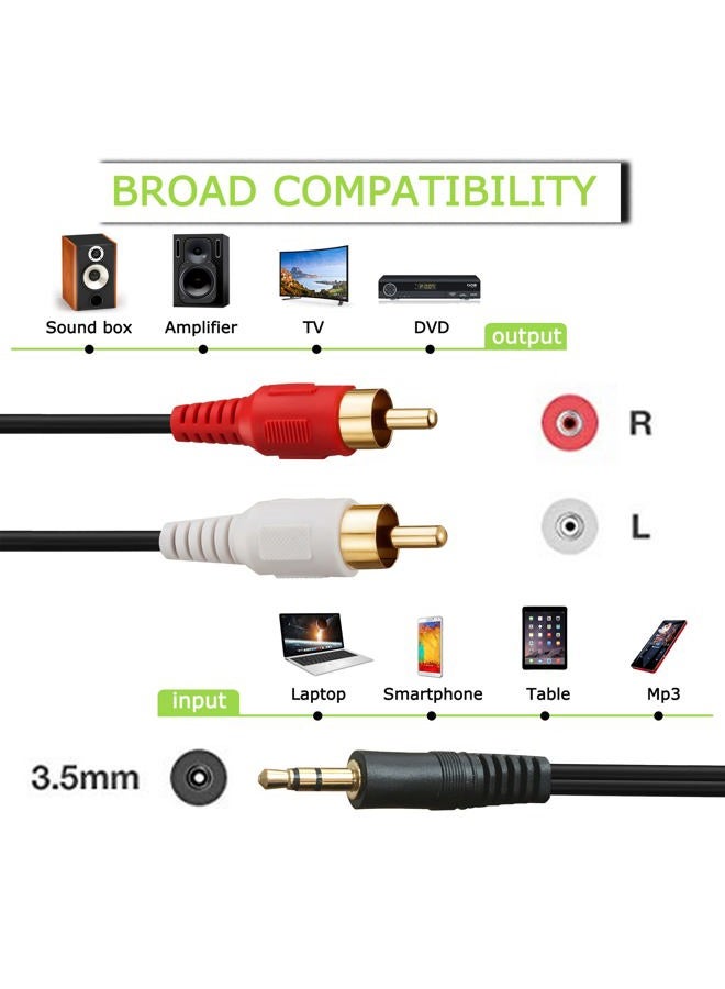 Ruaeoda كابل صوت RCA AUX بطول 50 قدم، كابل Y من Ruaeoda 3.5mm AUX إلى 2RCA ذكر ستيريو - Image 3