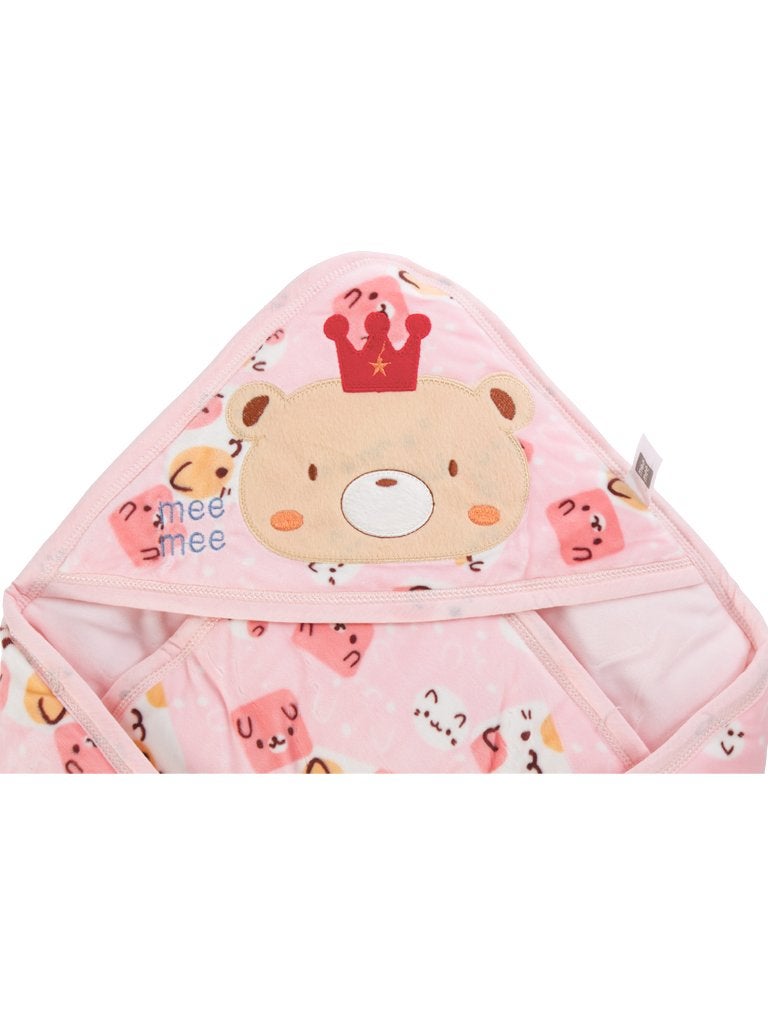 Mee Mee 100% Soft Cotton Hooded Baby Wrapper Cum Warmer, Blanket with Hood for New Born Baby 0 to 6 Months (Pink) - Image 4
