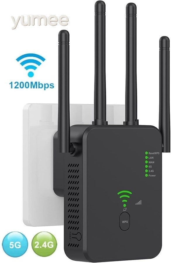 يمي تغطية واي فاي للمنزل بأكمله AC1200 موسع ومكرر واي فاي بسرعة 1200 ميجابت في الثانية - نطاق مزدوج 5G/2.4G إعداد بلمسة واحدة، التوصيل والتشغيل - Image 1