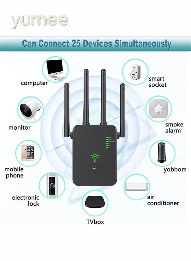 يمي تغطية واي فاي للمنزل بأكمله AC1200 موسع ومكرر واي فاي بسرعة 1200 ميجابت في الثانية - نطاق مزدوج 5G/2.4G إعداد بلمسة واحدة، التوصيل والتشغيل - Image 5