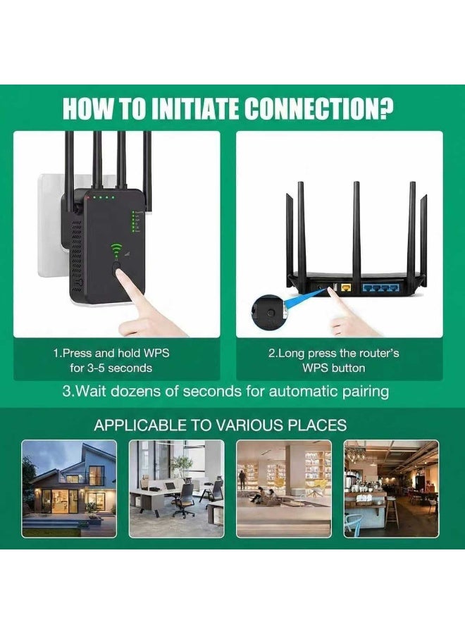yumee Whole House WiFi Coverage AC1200 1200Mbps WiFi Extender & Repeater - 5G/2.4G Dual Band One-Touch Setup Plug And Play - Image 4