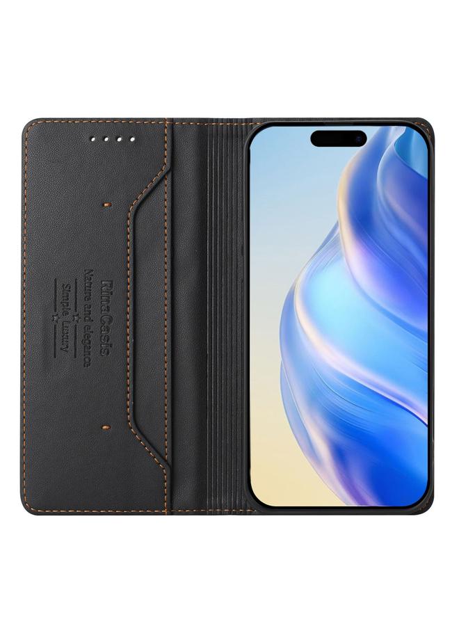 اس-توب جراب هاتف iPhone 15 Pro RC01 من الجلد ثنائي الطي مع خاصية الشفط المغناطيسي بتقنية RFID - Image 3