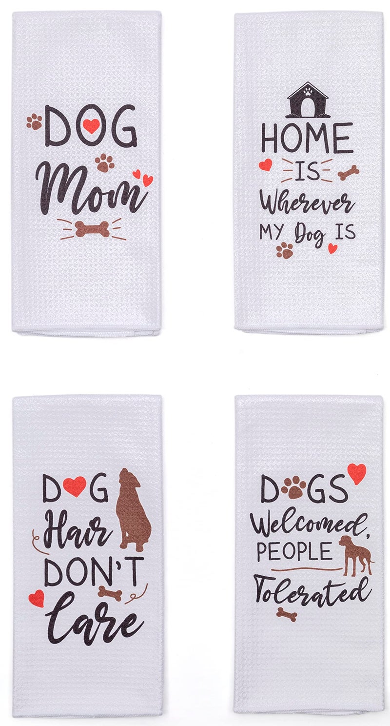 Vinjoy Microfiber Dog Puns Dish Towels Set of 4 Fun Functional Kitchen Towels with Sayings - Image 2