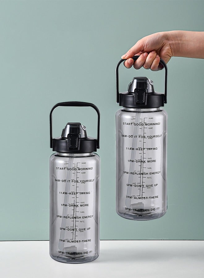 GROIC 2L Motivational Water Bottle with Time Marker & Straw - BPA Free Leakproof Water Jug  for Women Men Large Water Jug for Fitness Gym Outdoor Sport - Image 2