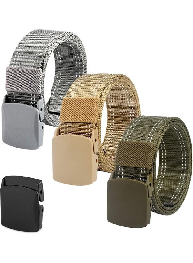 3-Pack Nylon Canvas Belt Plastic Buckle Belt Travel Adjustable Nylon Web Slide Belt - Image 1