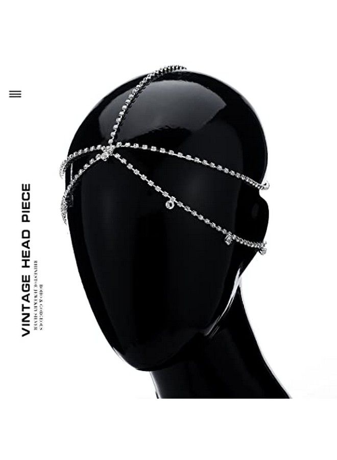 Fdesigner إكسسوارات رأس سلسلة رأس كريستالية للعروس مزينة بالأحجار اللامعة مجوهرات شعر حفلات بوهو إكسسوارات شعر على شكل قطرة للنساء والفتيات (فضي بوهو) - Image 4