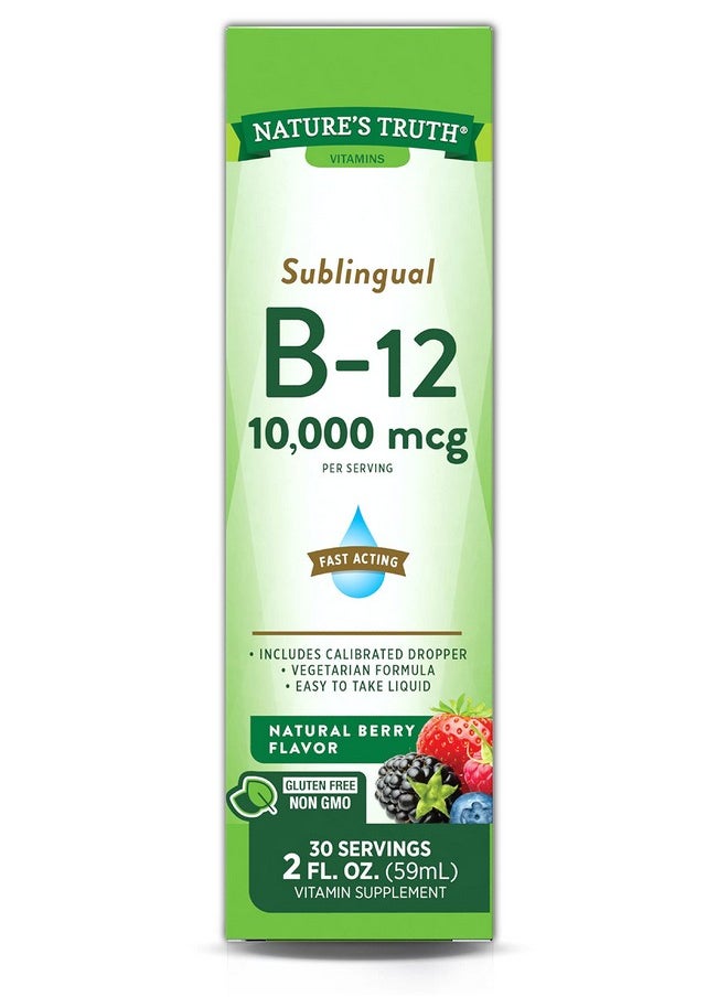 Nature's Truth - B12 Sublingual Liquid Drops ; 10 000 Mcg ; 2 Oz ; Fast Acting ; Vegetarian Non Gmo & Gluten Free - Image 1