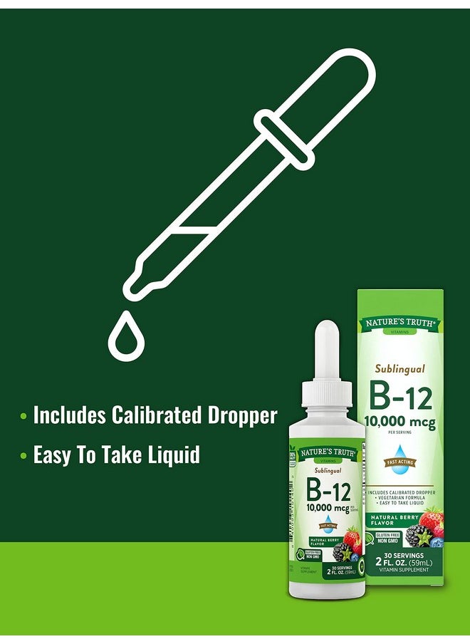 Nature's Truth - B12 Sublingual Liquid Drops ; 10 000 Mcg ; 2 Oz ; Fast Acting ; Vegetarian Non Gmo & Gluten Free - Image 1