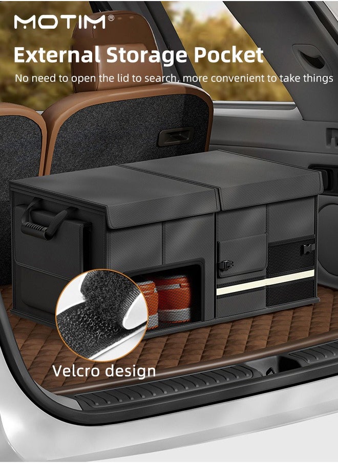 Motim 60L Car Trunk Organizer, Foldable Multi-compartment Storage Box, Car Toy Storage Box, Non-slip Bottom, Adjustable Handle Strap, Suitable for Organizing Tools/Snacks/Files/Clothes  - Image 4