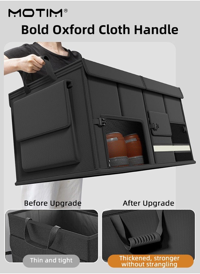 Motim 60L Car Trunk Organizer, Foldable Multi-compartment Storage Box, Car Toy Storage Box, Non-slip Bottom, Adjustable Handle Strap, Suitable for Organizing Tools/Snacks/Files/Clothes  - Image 5