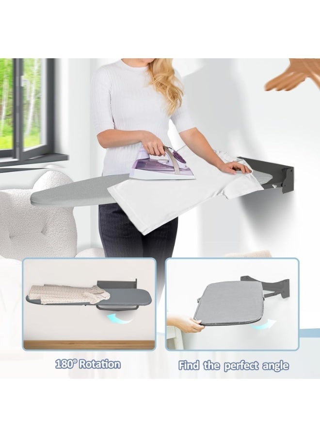 YOUWE7 Wall Mounted Ironing Board, 36” x 12”180°Rotatable Foldable Ironing Board with Heat Resistant Cover, Space-Saving for Home, Laundry Room,Apartment & Dorms - Image 4