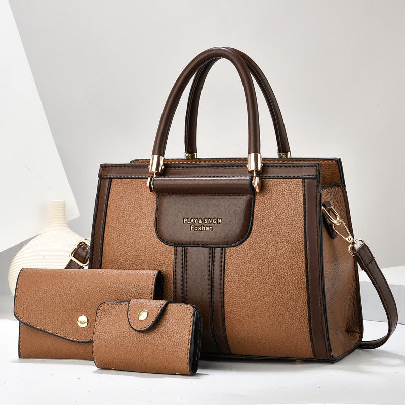 Three-Piece Set Of Mother-In-Law Bags, Shoulder Crossbody Bags, 2025 Fashionable Textured Satchel Women'S Export Versatile Large Bags - Image 2