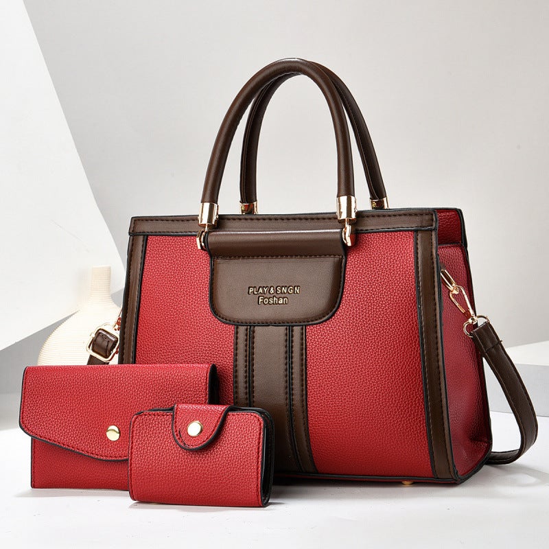 Three-Piece Set Of Mother-In-Law Bags, Shoulder Crossbody Bags, 2025 Fashionable Textured Satchel Women'S Export Versatile Large Bags - Image 5