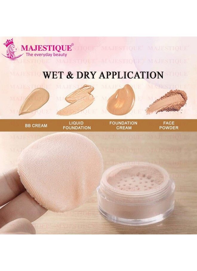 MAJESTIQUE 1Pcs Cotton Powder Puffs With 1 Free Cosmetic Stick Cotton Powder Puffs Makeup Foundation Sponge Air Cushion Powder Puff For Applying Bb Cream Liquid Cream Shading Loose Powder  - Image 5