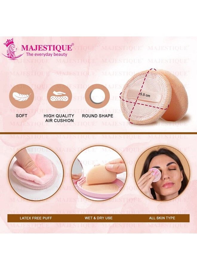 MAJESTIQUE 1Pcs Cotton Powder Puffs With 1 Free Cosmetic Stick Cotton Powder Puffs Makeup Foundation Sponge Air Cushion Powder Puff For Applying Bb Cream Liquid Cream Shading Loose Powder  - Image 3