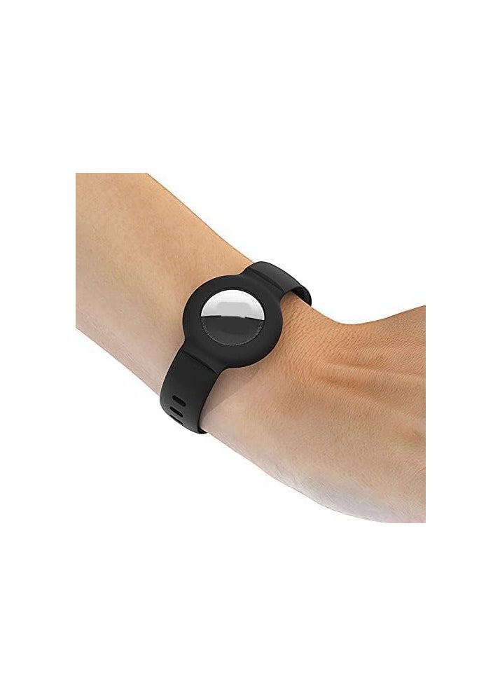 Generic Airtag Wrist Band Silicone Airtag Bracelet Protective Watch Strap Case Cover Holder for AirTags (Black)  - Image 2