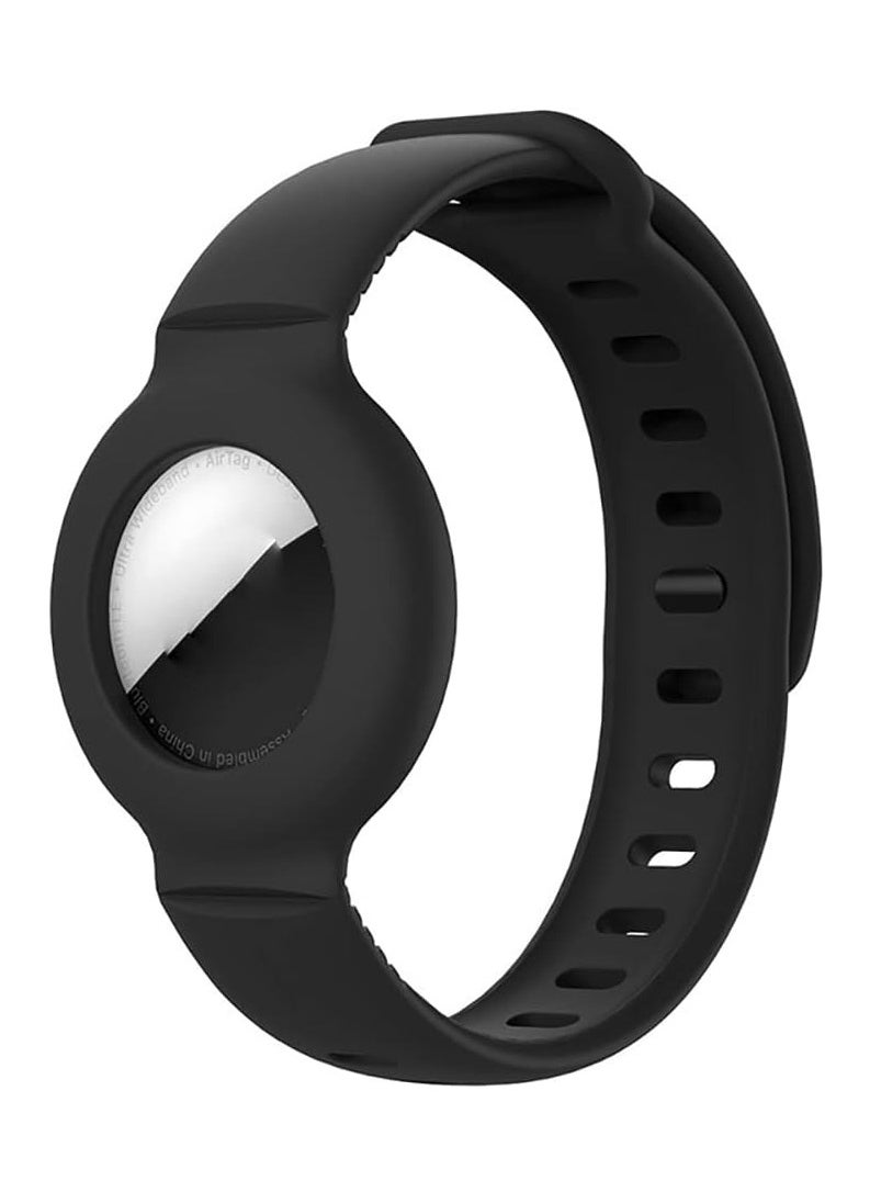 Generic Airtag Wrist Band Silicone Airtag Bracelet Protective Watch Strap Case Cover Holder for AirTags (Black)  - Image 1