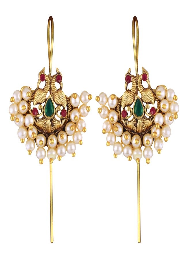 VFJ VIGHNAHARTA FASHION JEWELLERY أقراط فيغناهارتا المتلألئة المرصعة باللؤلؤ المتعدد للنساء والفتيات [VFJ2648ERG-MULTI] - Image 1