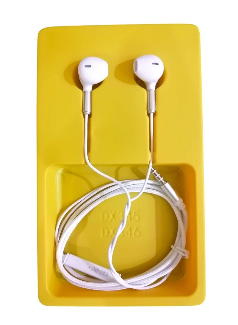 Denx Wired In-Ear Aux Headphone With Mic White DX345-A - Image 1