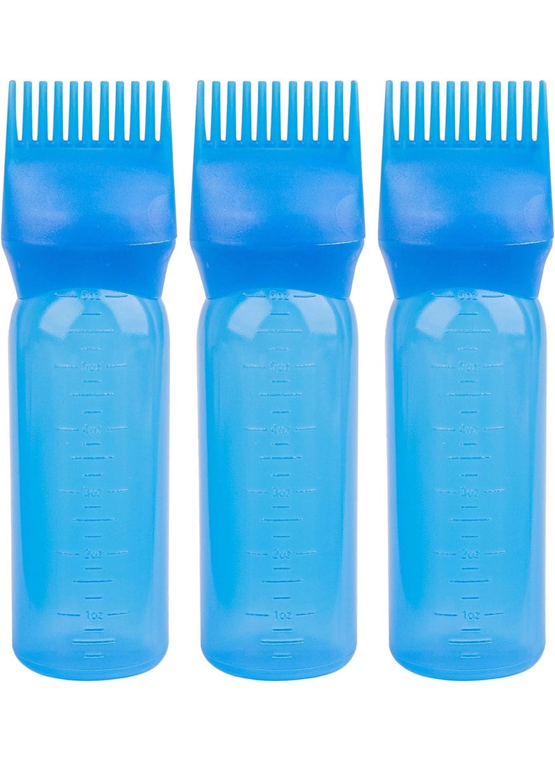 Framendino - Framendino, 3 Pack Blue 6 Ounce Hair Dye Root Comb Applicator Bottle with Graduated Scale for Salon - Image 1