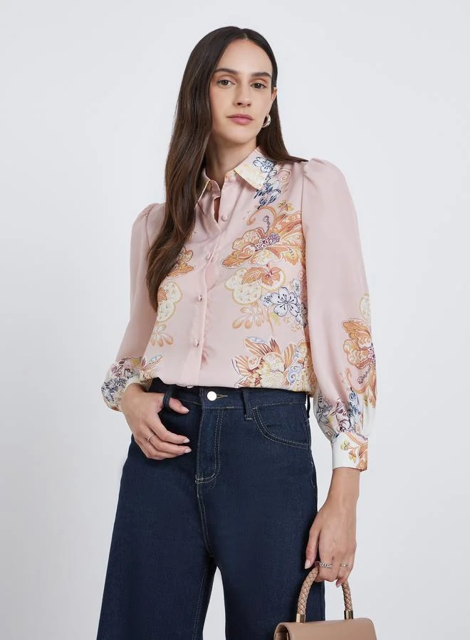 Styli Styli Floral Placement Printed Buttoned Shirt