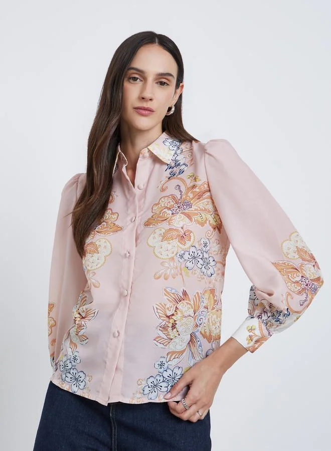 Styli Styli Floral Placement Printed Buttoned Shirt