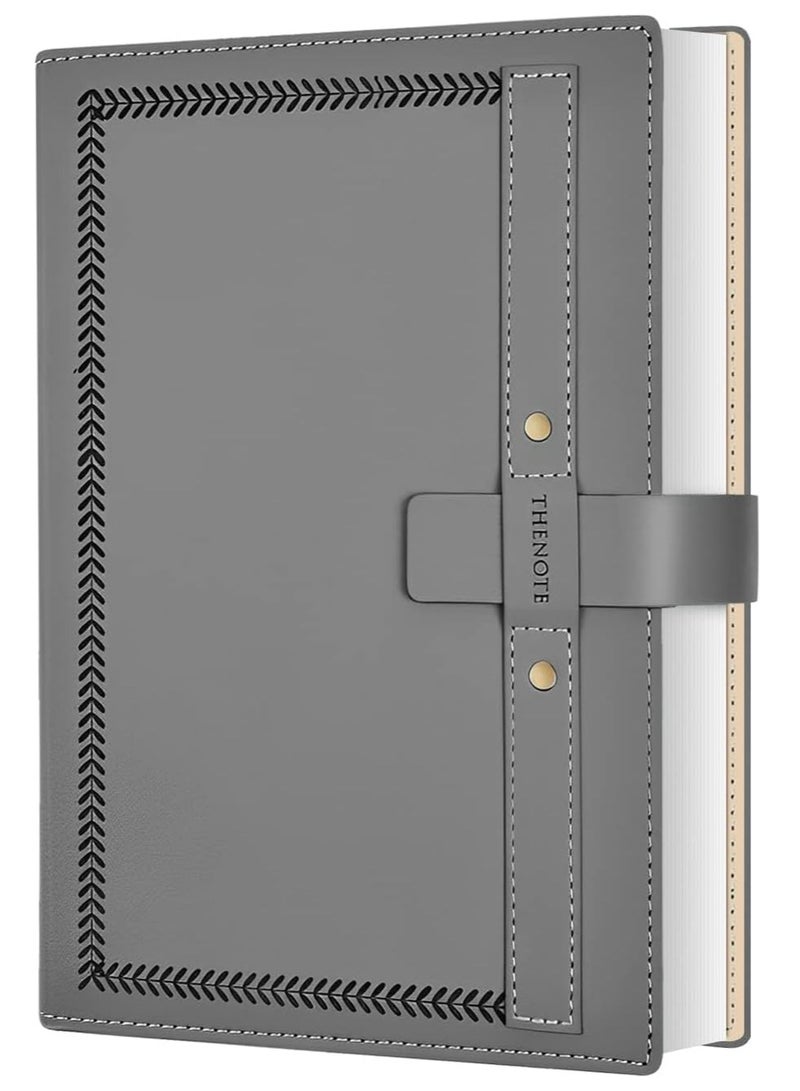 A5 Notebook, Business Notebook, Diary, Notebook, Travel Book, Notebook with Pen Holder, 320 Pages and 80gsm Premium Paper for Office, Home, School, Business, Writing Diary Grey - Image 1