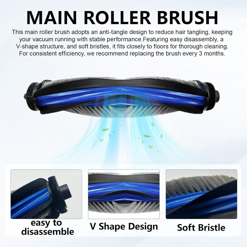 Frexusuent Accessories for Ecovacs Deebot X8 Pro Omni, T50 Pro Omni Robot Vacuum Cleaner, 1 Main Brush, 6 Dust Bags, 6 Side Brushes, T50 Pro Omni Replacement Kit, Not for T50 Max - Image 3