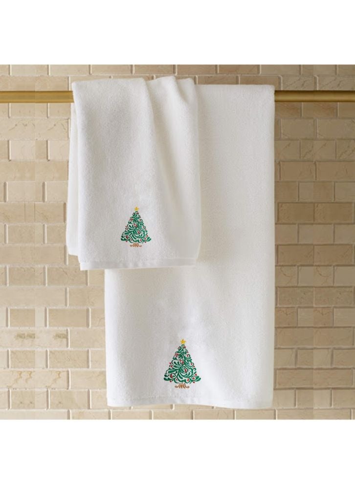 BYFT Embroidered For You (White) Luxury (Tree) Personalized Hand Towel (50 x 80 Cm-Set of 1) 100% Cotton, Highly Absorbent and Quick dry Bath Linen-600 Gsm  - Image 1